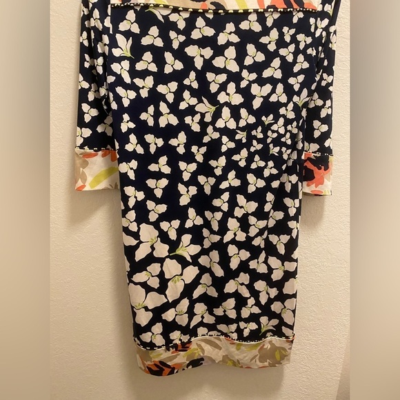 Diane Von Furstenberg Silk Mixed Floral Front Tie Mini Dress - Picture 6 of 11